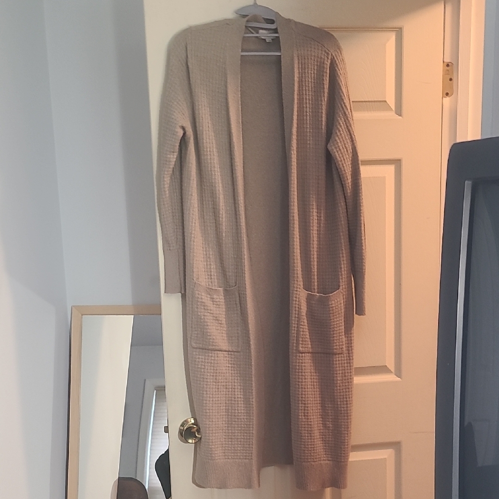 LOFT Tan Cardigan Sweater Elegant Layering Essential